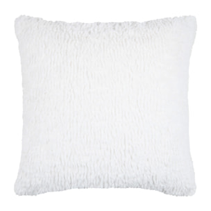 Coussin carré imitation fourrure avec recto velours - Blanc