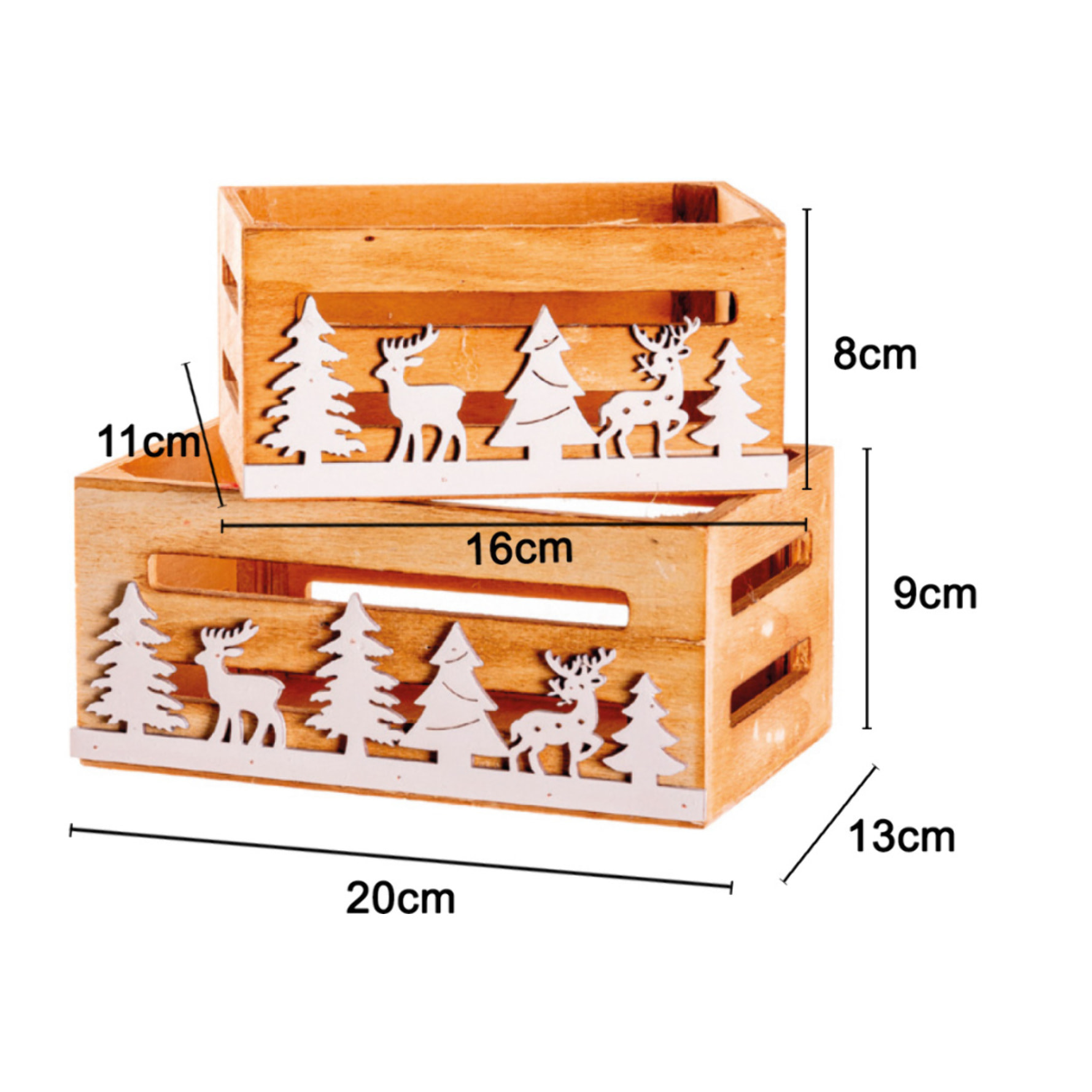 Set 2 Cassette Natale Legno Vanninge