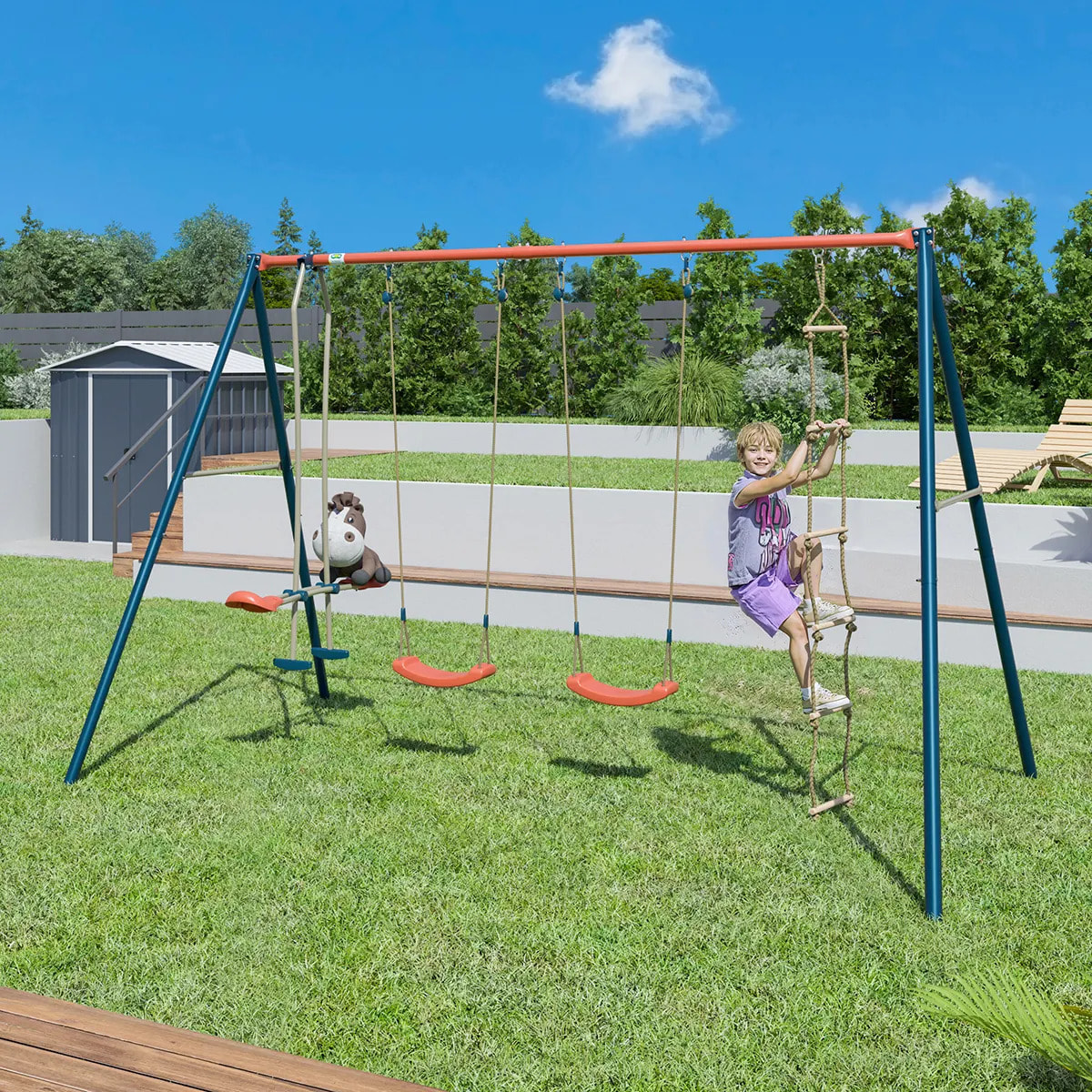 Portique métal 2,20 m Axion MAHO - 5 Enfants
