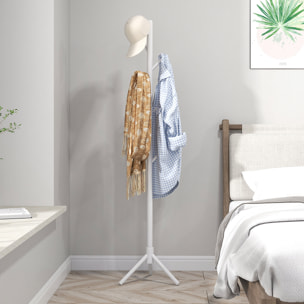 Perchero de Pie Perchero para Ropa de Madera con 8 Ganchos para Colgar Bolsas Forma de Árbol para Pasillo Entrada Dormitorio 40x40x165 cm Blanco