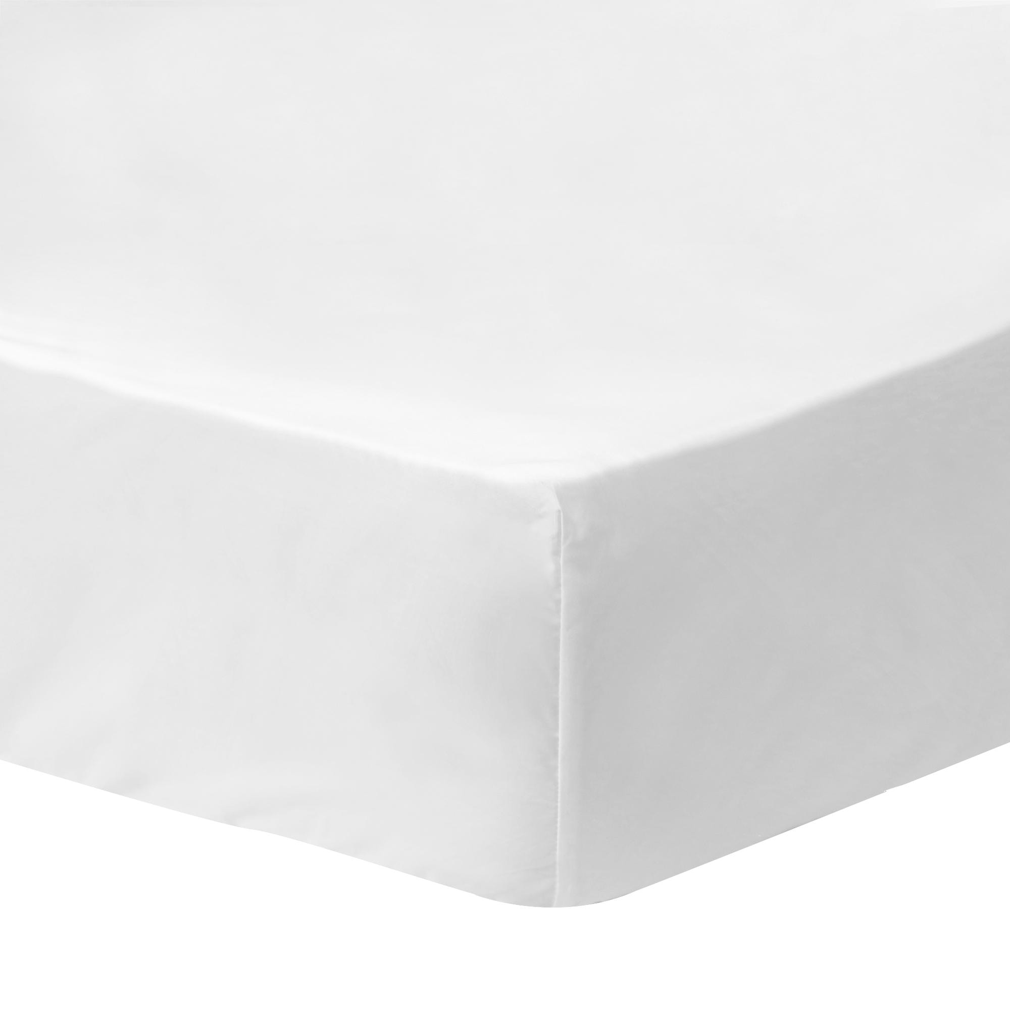 Drap-housse uni en percale de coton BIO, PLISSE TENDANCE