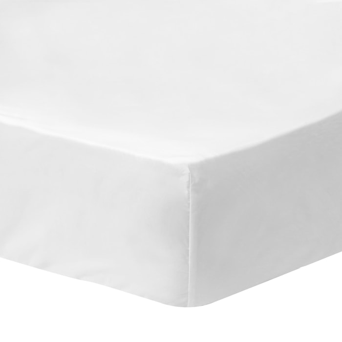 Drap-housse uni en percale de coton BIO, PLISSE TENDANCE