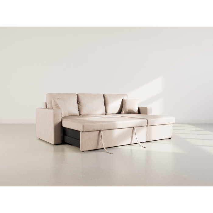 Cyrus - Canapé d'angle réversible 4 places - convertible avec coffre - en simili - Beige