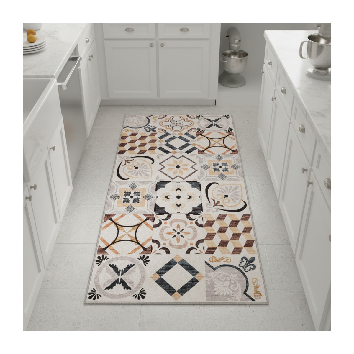 Tapis grand salon  motif géométrique, texture kilim, PEZA, design original