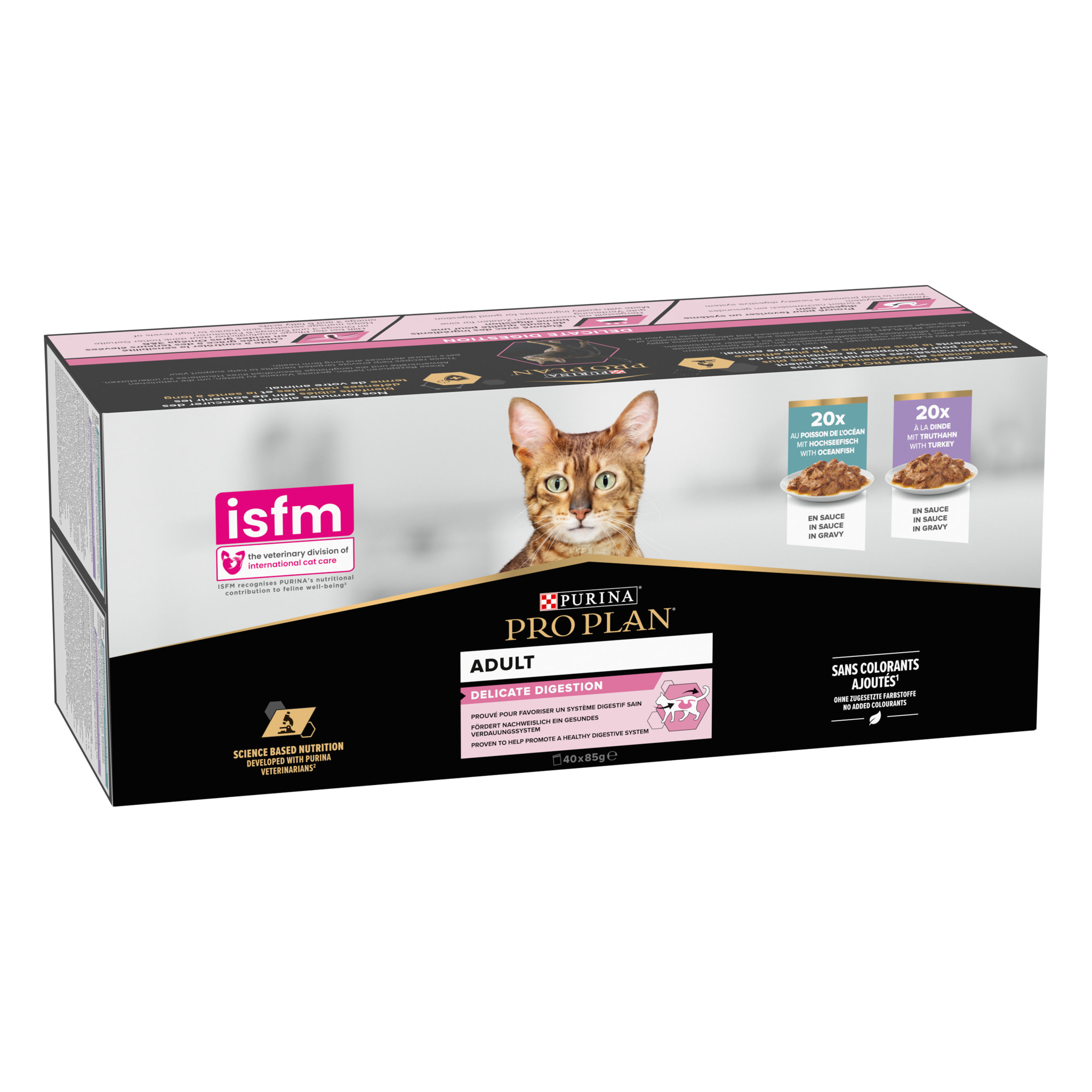 PRO PLAN Adulte Delicate Digestion Dinde Poisson Sauce 40x85g