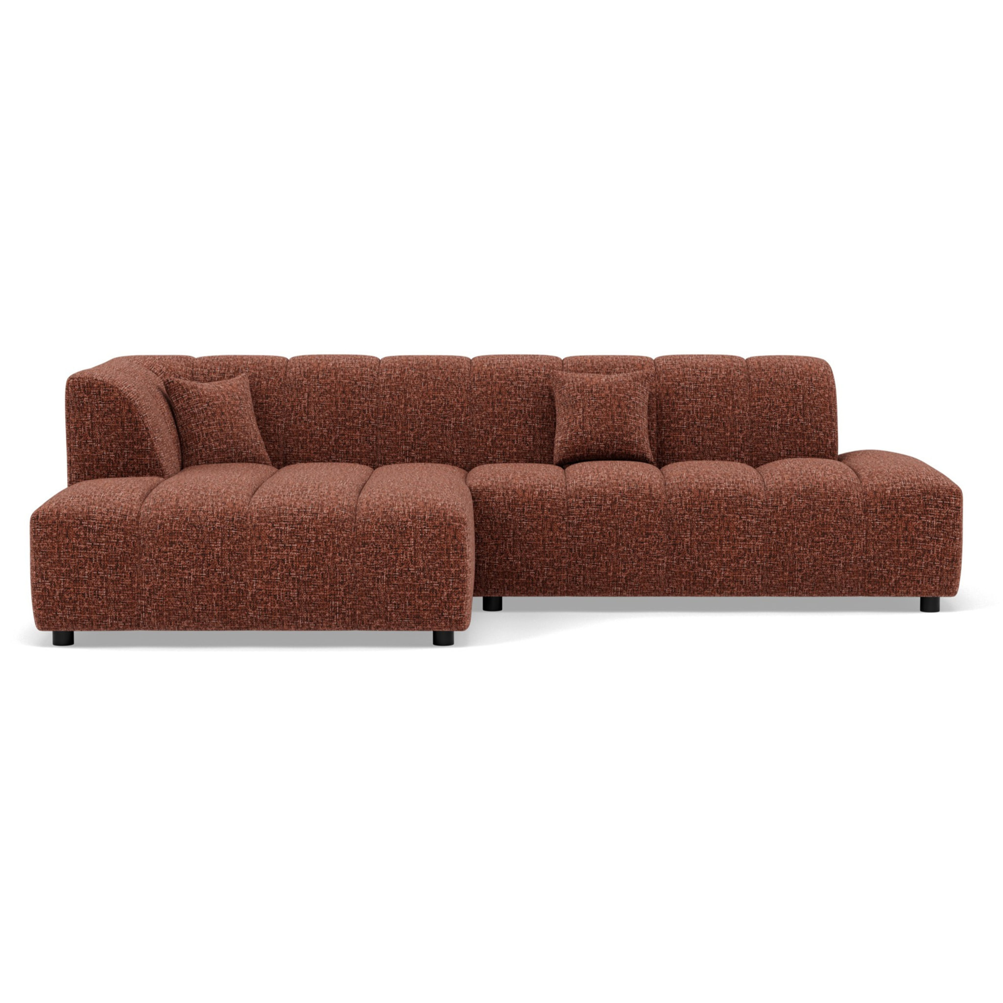 Curtis - canapé d'angle gauche 4 places sans accoudoir en tissu texturé - Terracotta