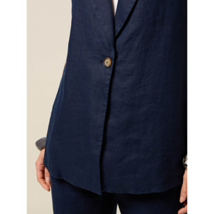 Oltre - Gilet in puro lino - Blu