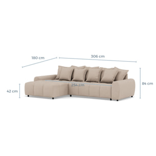 Adelaide - canapé d'angle réversible 4 places en tissu texturé - Beige