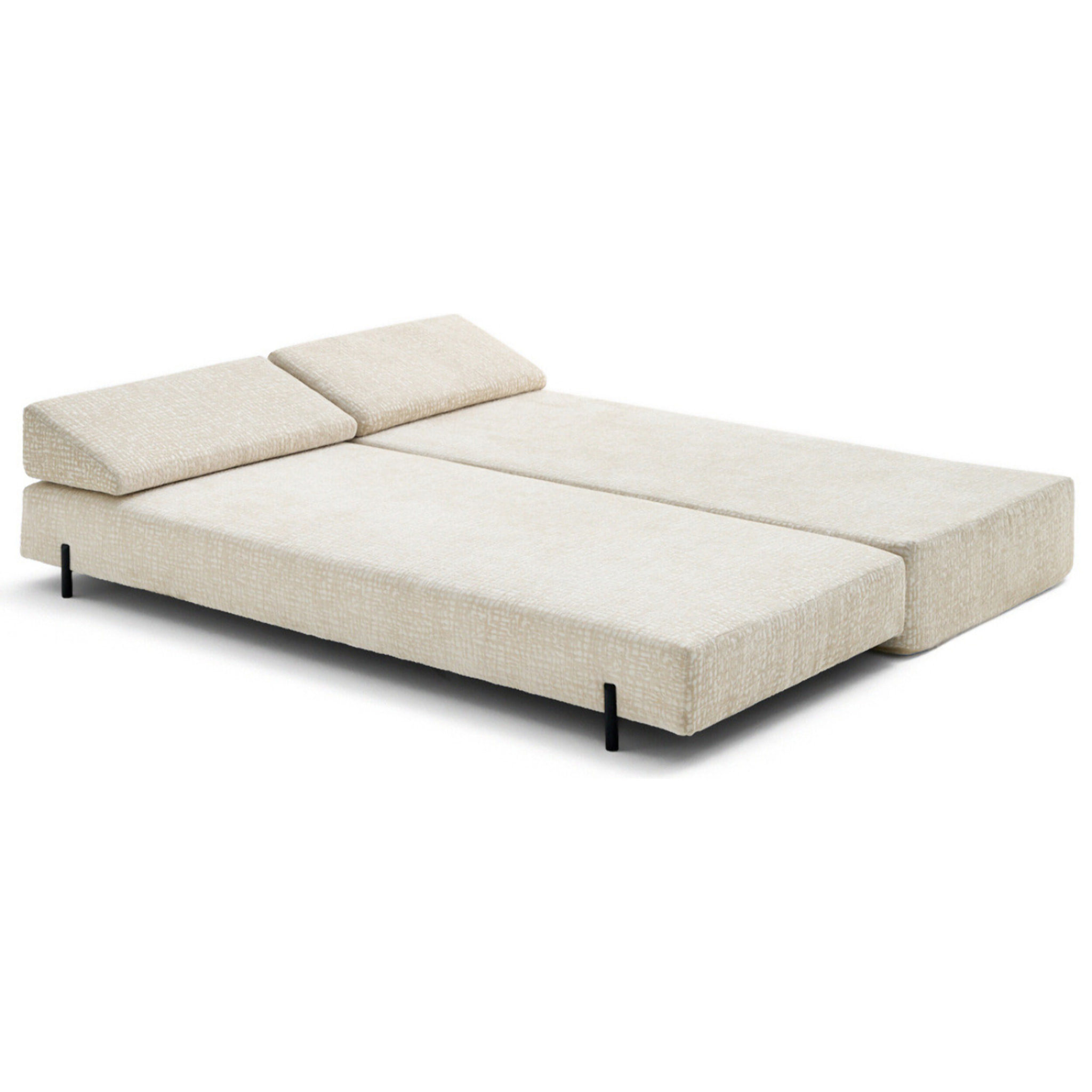 Brescia - banquette 3 places convertible en tissu velours relief - Beige