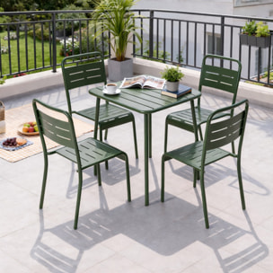 EVORA Table carrée 4 places 70x70cm vert