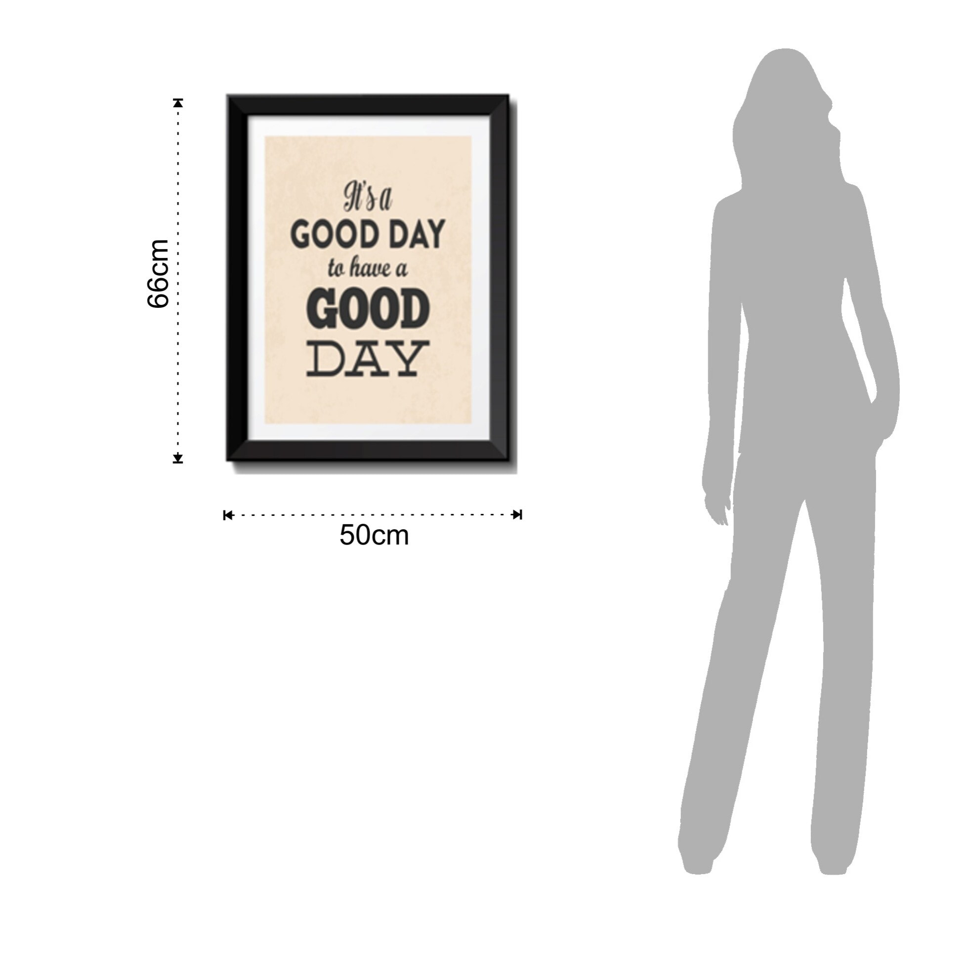 Tableau décoratif Tomasucci IT'S A GOOD DAY, en MDF et PVC, noir, 50 × 2,5 × 66 cm