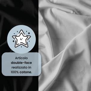 COMPLETO LETTO NATURAL COLOR, 100% Cotone, Made in Italy - NERO/GRIGIO CHIARO