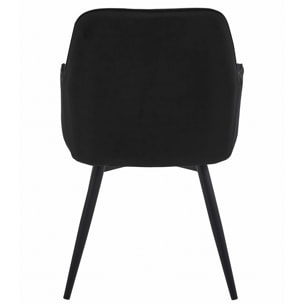 Sedia girevole Nana360 in velluto nero con gambe in metallo