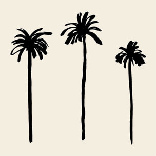 Affiche deco three black palm tree Affiche sous cadre bois