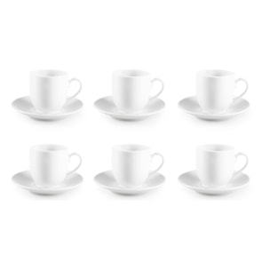 Set 6 Tazzine da Caffè con Piattini Excelsa – Simple White, Porcellana Bianco