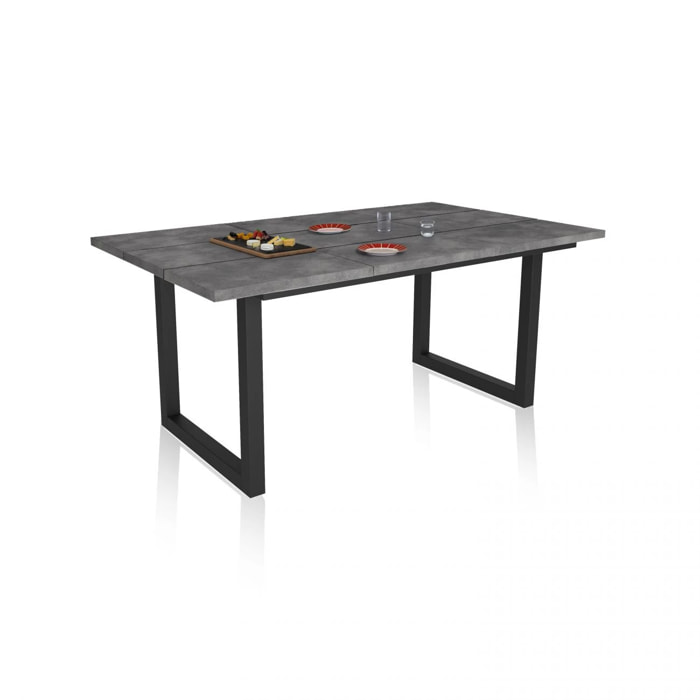 Mesa de comedor de estilo industrial en cementoy negro 167x90 cm Altea Cemento Negro