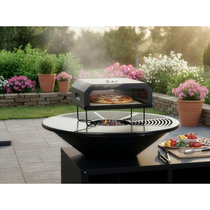 Four à pizza pour barbecue "Pizzello" - 40 x 35 x 28 cm - Noir