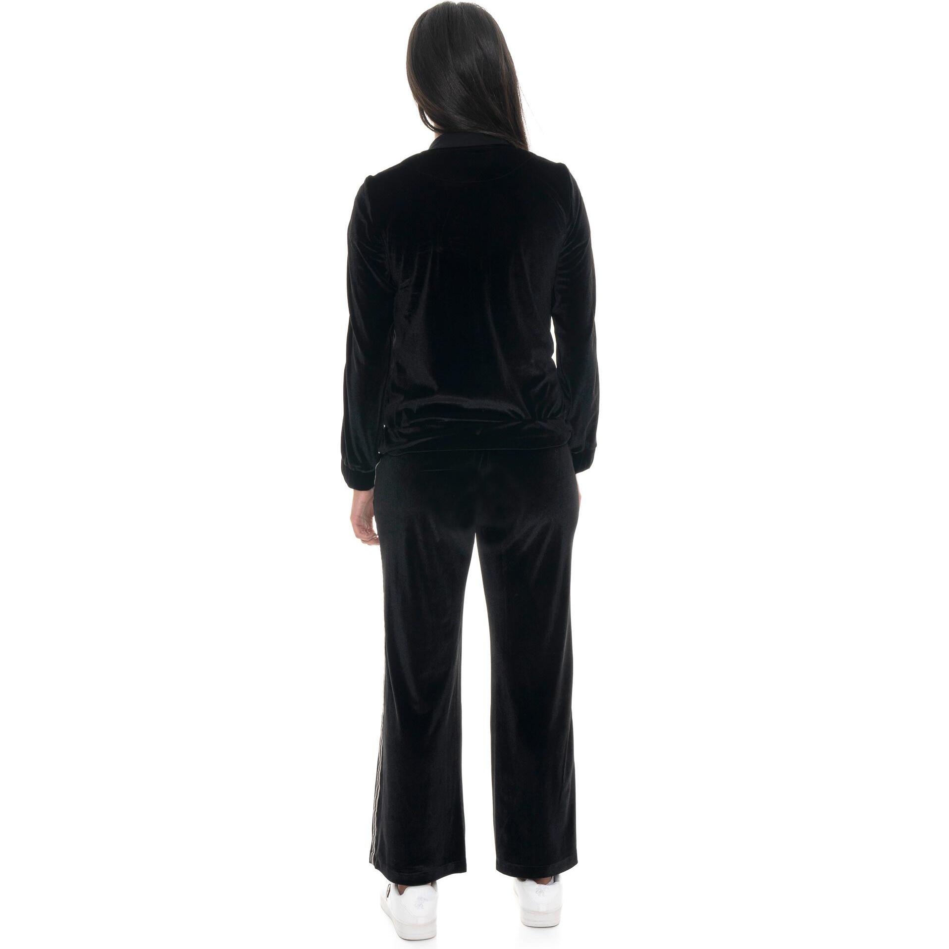 Tuta in ciniglia da donna con zip, pantalone a palazzo Leone 1947 Gold Studs