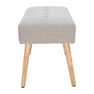 Banc scandinave capitonné en tissu effet velours texturé beige et bois clair L96 cm GUESTA