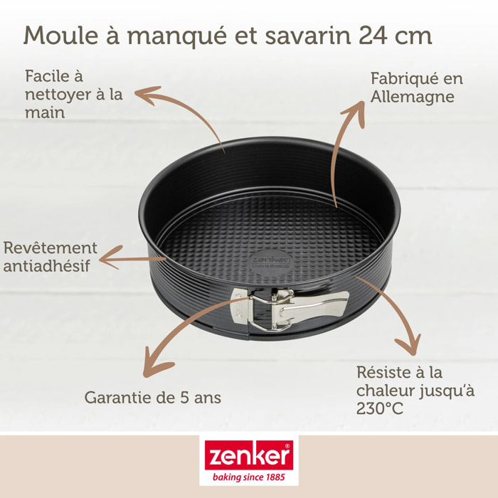 Moule à manqué et à savarin double fond 24 cm Zenker Black Metallic