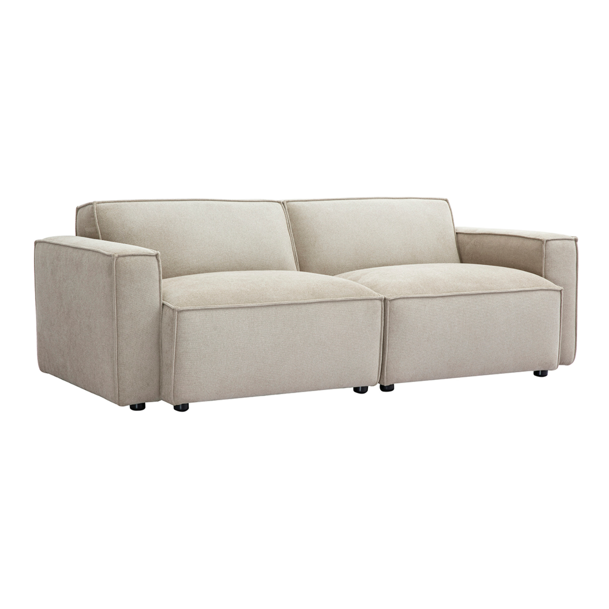 Canapé modulable 3 places en tissu effet velours texturé beige SPLIT