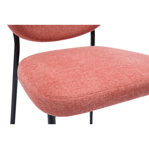 Chaises en tissu effet velours texturé terracotta et métal noir (lot de 2) BREKA