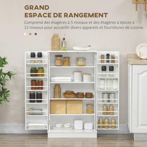 Armoire de cuisine rangement épices 2 portes 4 étagères 12 porte-épices dim. 60 x 30 x 104 cm blanc