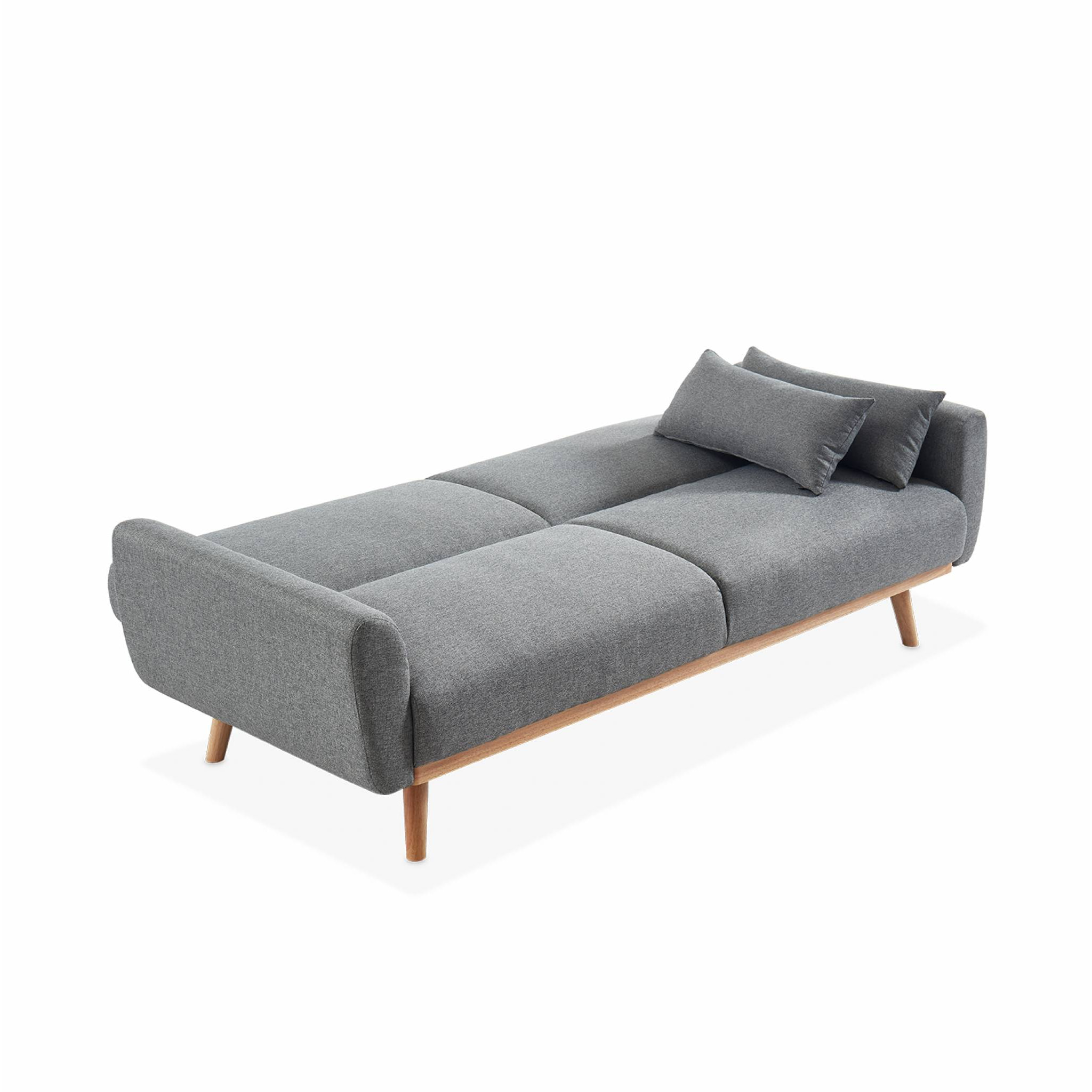 Canapé convertible design en tissu - Oskar - 2 - 3 places scandinave droit avec pieds bois