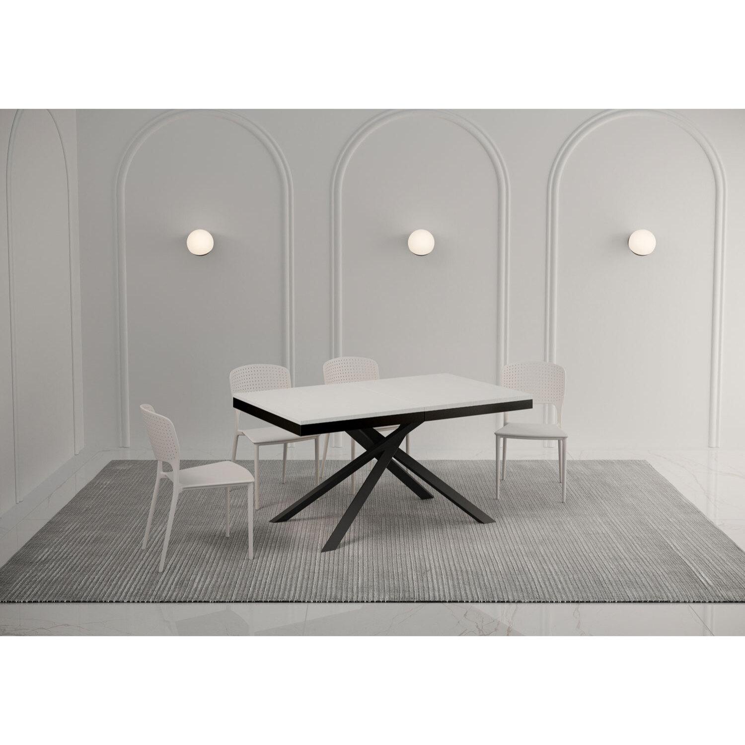 Table extensible 90x160/420 cm Karida Evolution frêne blanc cadre anthracite