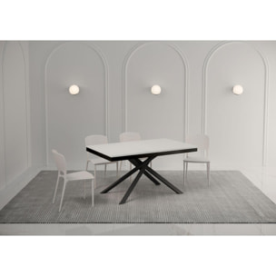 Table extensible 90x160/420 cm Karida Evolution frêne blanc cadre anthracite