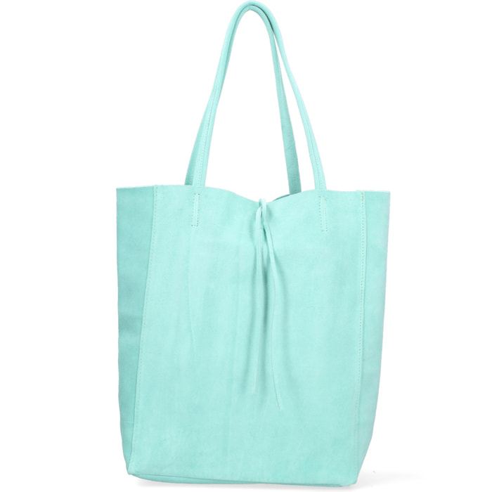 Borsa a mano da donna Made in Italy - Modello Lumena Prime - 100% pelle scamosciata - 28.0 x 35.5 x 12.5 cm