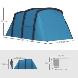 Tienda de Campaña Inflable Familiar Tipo Túnel para 3€“6 Personas Tienda de Campaña Glamping con Vestíbulo Ventanas de Malla y Bolsa de Transporte Protección UV 50+ Impermeable al Aire Libre