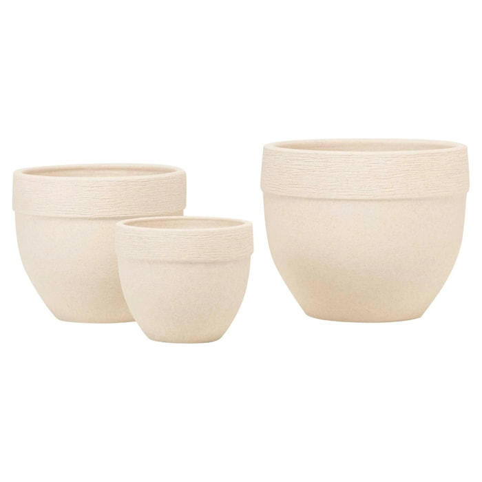 Set 3 Maceteros Ceramica Beige 30x30x26 24,5x24,5x22 20x20x18 Cm