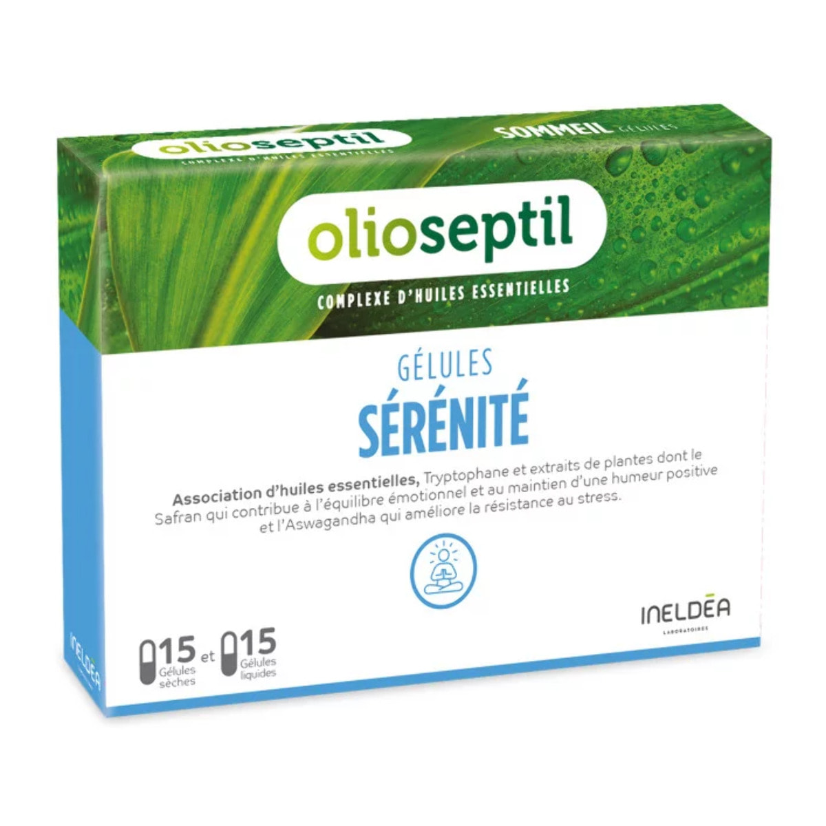 OLIOSEPTIL - Gélules Sérénité - Stress & Humeur - Huiles Essentielles, Ashwagandha, Safran & Tryptophane -  Extraits de Plantes Sèches - Équilibre Émotionnel - 15 Jours - Sans Gluten