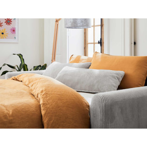 Owen - canapé lit 3 places convertible express couchage quotidien 140 cm matelas 12 cm en velours côtelé - Gris clair