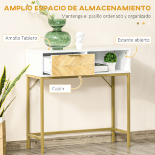 Mesa Consola con Cajón y Estante Abierto Moderno Mueble Recibidor 80x30x80,5 cm