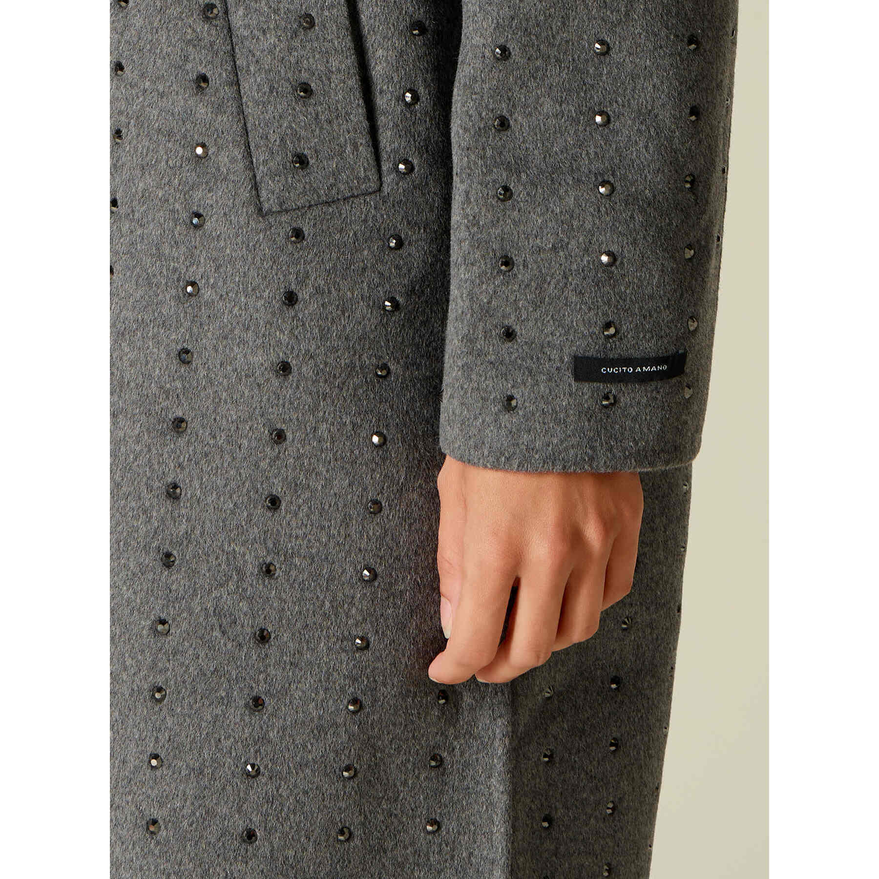 Oltre - Cappotto misto lana con cristalli - Grigio