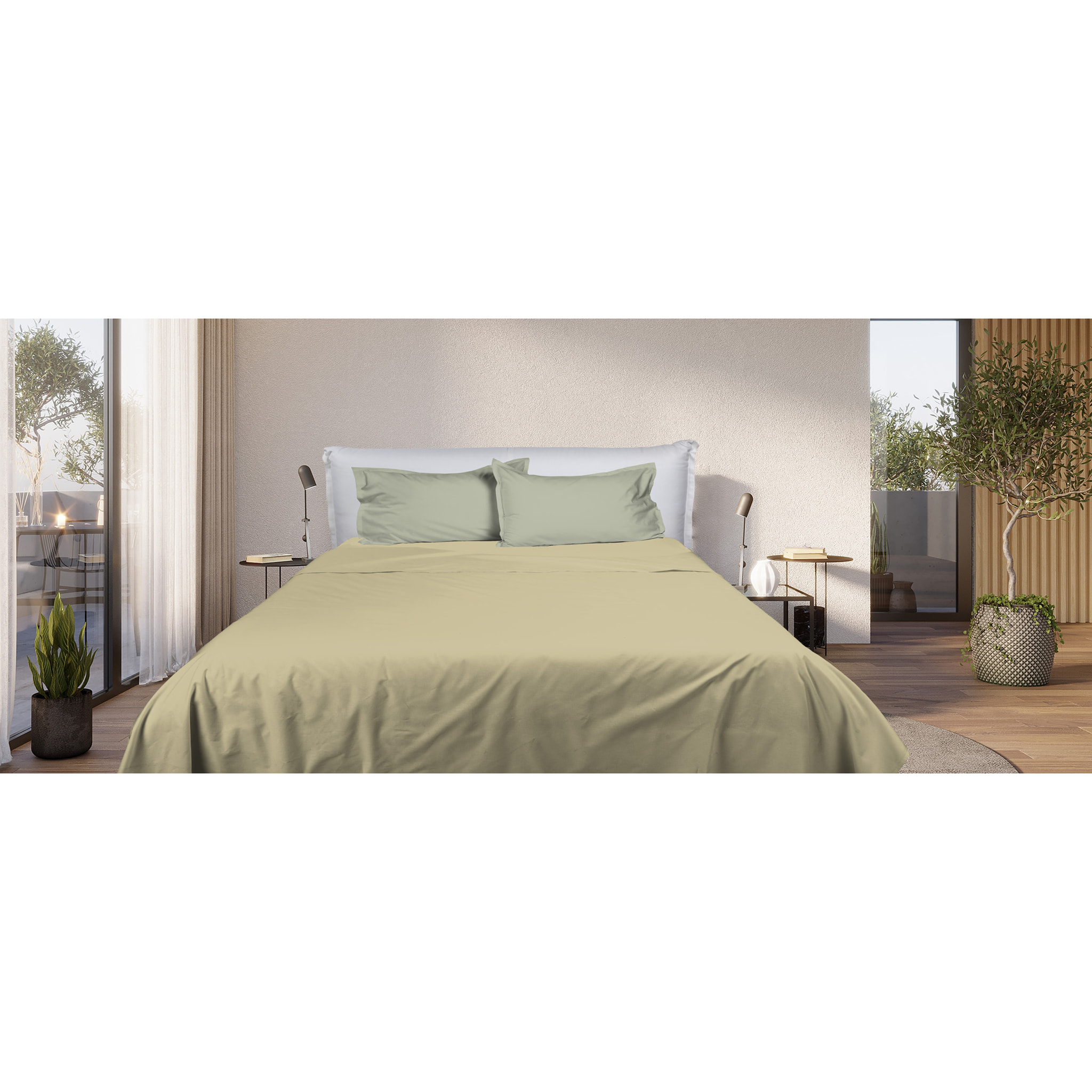 UNO CASA DESIGN Completo Letto Bice 25 Bicolor in Puro Cotone_Matrimoniale_spring