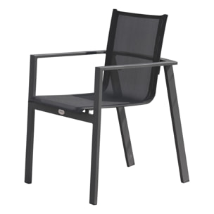 ALU-MIAMI - Fauteuil de jardin empilable en aluminium gris anthracite