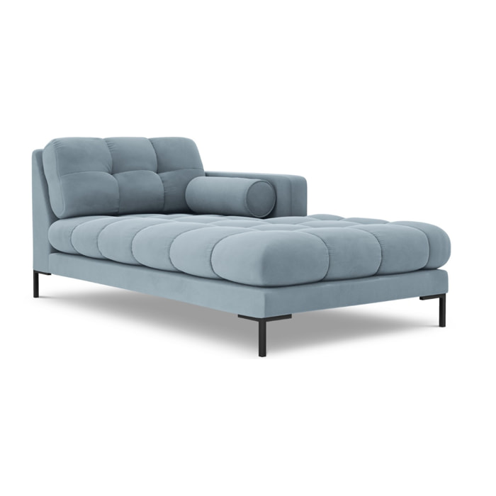 Méridienne droite "Bali" en velours bleu clair