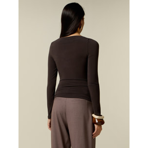 Oltre - T-shirt misto cashmere con drappeggio - Marrone