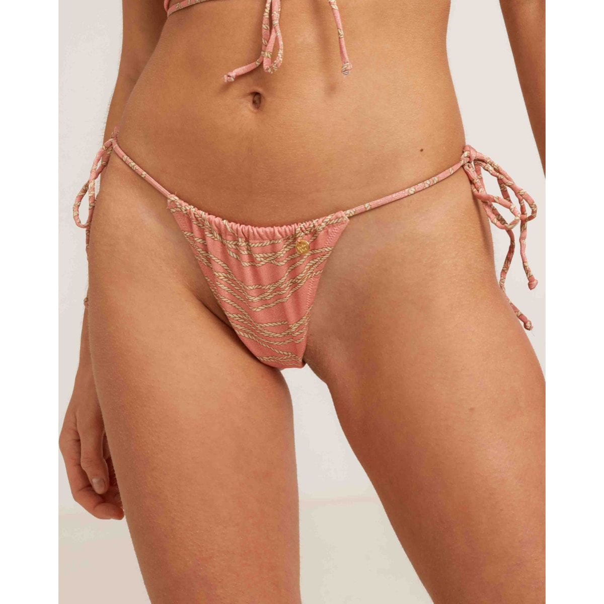 Braga de bikini brasileña con lazos en tejido estampado
