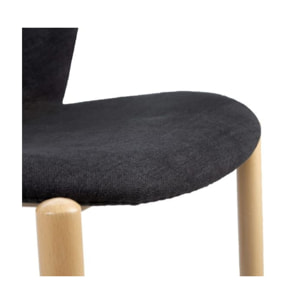 Chaise en tissu pieds en métal effet bois - Gris ou Beige - LOLI