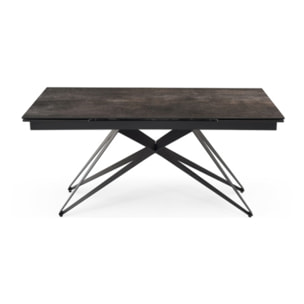 Table extensible céramique grise 180/260 cm - 8 piètements - UNIK
