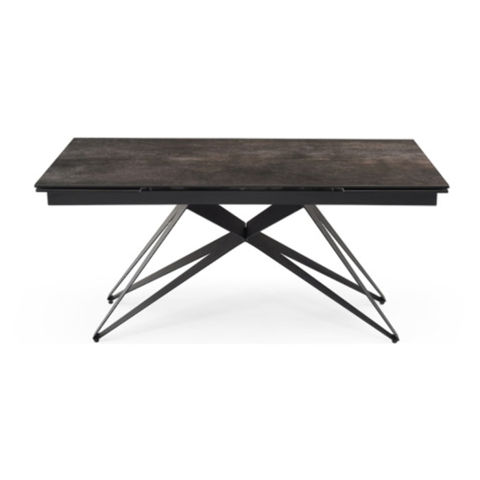 Table extensible céramique grise 180/260 cm - 8 piètements - UNIK