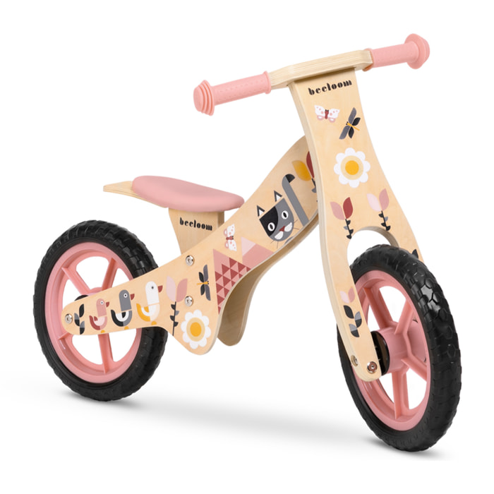 Bicicleta sin pedales SPRING BIKE bici infantil de madera diseño rosa