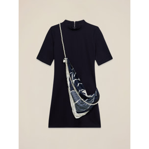 Oltre - Vestido tubo con detalle pañuelo - Azul