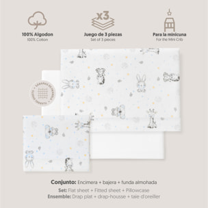 Triptico Minicuna Franela Modelo Koala Bco/Azul