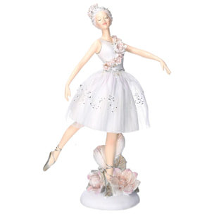 Statua ballerina in resina bianca cm17,7x9,5h27,2