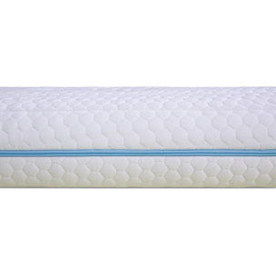 Matelas Enfant Ourson, glissière Bleu, 14 cm, Mousse Haute Densité Supersoft, Déhoussable, Soutien Medium, Fabrication Française, CertiPUR Oeko-Tex